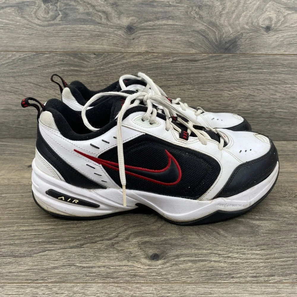 Nike Air Monarch IV Training Shoes Mens 9 White Black Red Chunky 416355-101